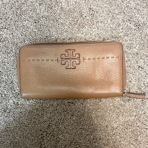 Tory Burch Brown Leather Zip Wallet